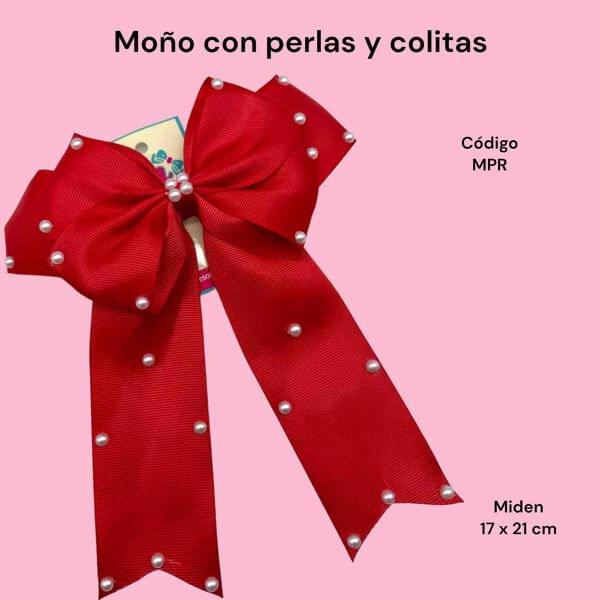 Moño con perlas rojo | Nin Accesorios