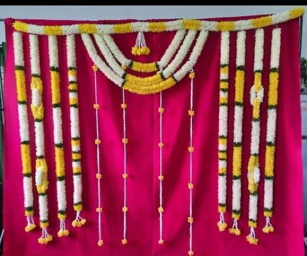 Sharu Space Velvet Pink Backdrop with Fabric and Lilly Strings Set ...