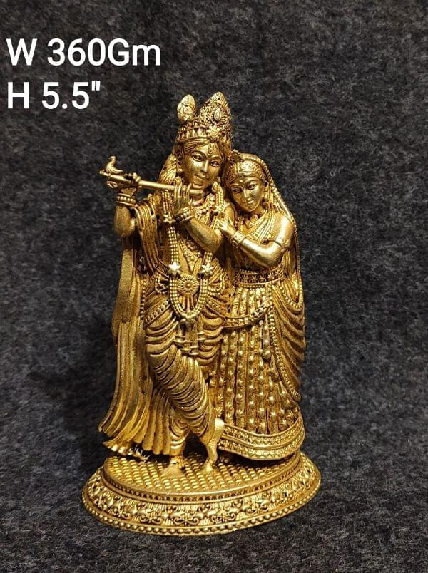 Light Weight Brass Idols Radha Krishna 5.5 inch, 350g