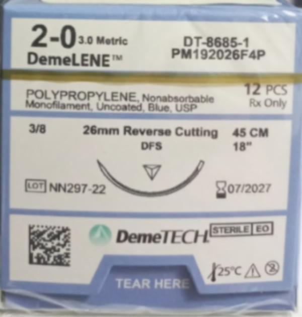 In-Date DemeTECH Suture Polypropylene PM192026F4P 2-0 box of 12 M... - Synergy Surgical