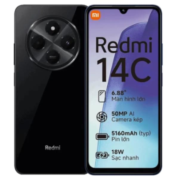 Redmi 14C ミッドナイトブラック 4GB RAM 128GB ROM Redmi 14C Dual SIM Midnight Black 128GB and 6GB RAM