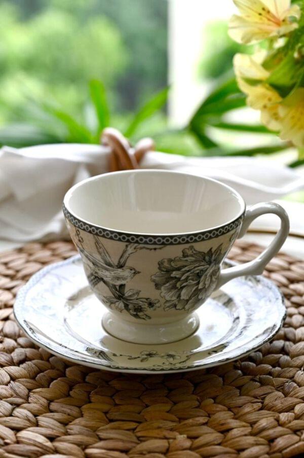 ADELAIDE ANTIQUE WHITE Vintage Tea Cup Set 6Pcs Cup 300ml