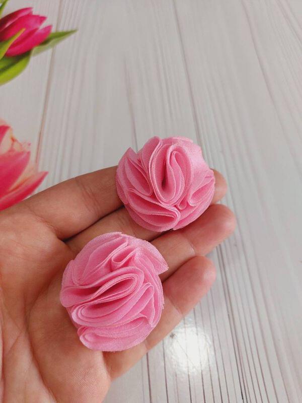 Flor Chiffon Redonda Rosa ( 4cm) | MUNDO VINIL CR