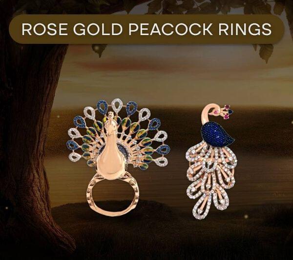 Rose Gold Peacock Rings SHREE KALPTARU JEWELS