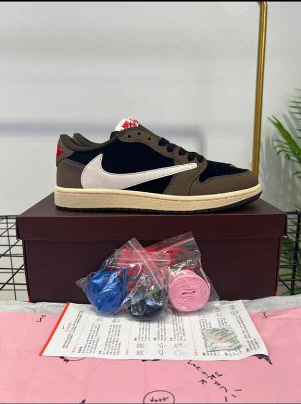 NIKE AIR JORDAN 1 LOW TRAVIS SCOTT BLACK OLIVE SHOES | The
