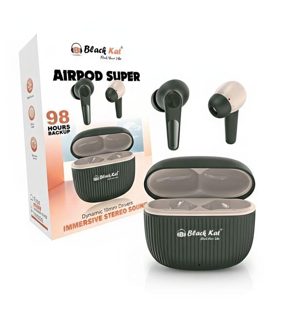 Black Kat Airpod Super – 98 Hrs Backup | True Wireless Earbuds